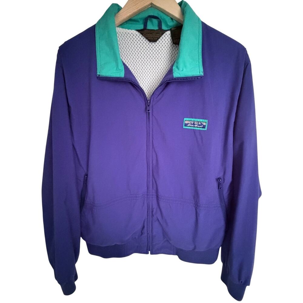Eddie Bauer Full Zip Windbreaker Jacket Blue Green Mens M - Picture 1 of 6
